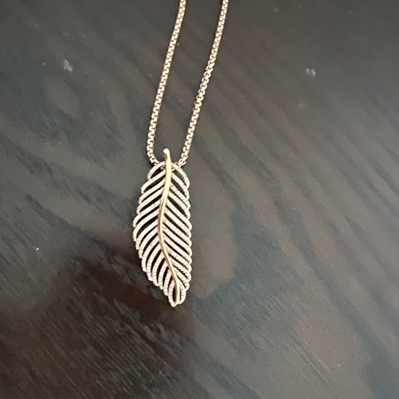 Elegant Rose Gold Feather Pendant Necklace - Picture 1 of 2